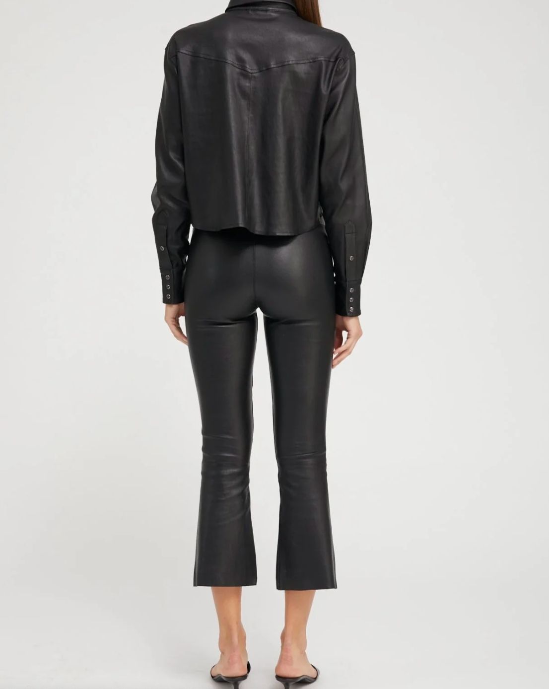 SPRWMN Cropped Western Leather Shirt
