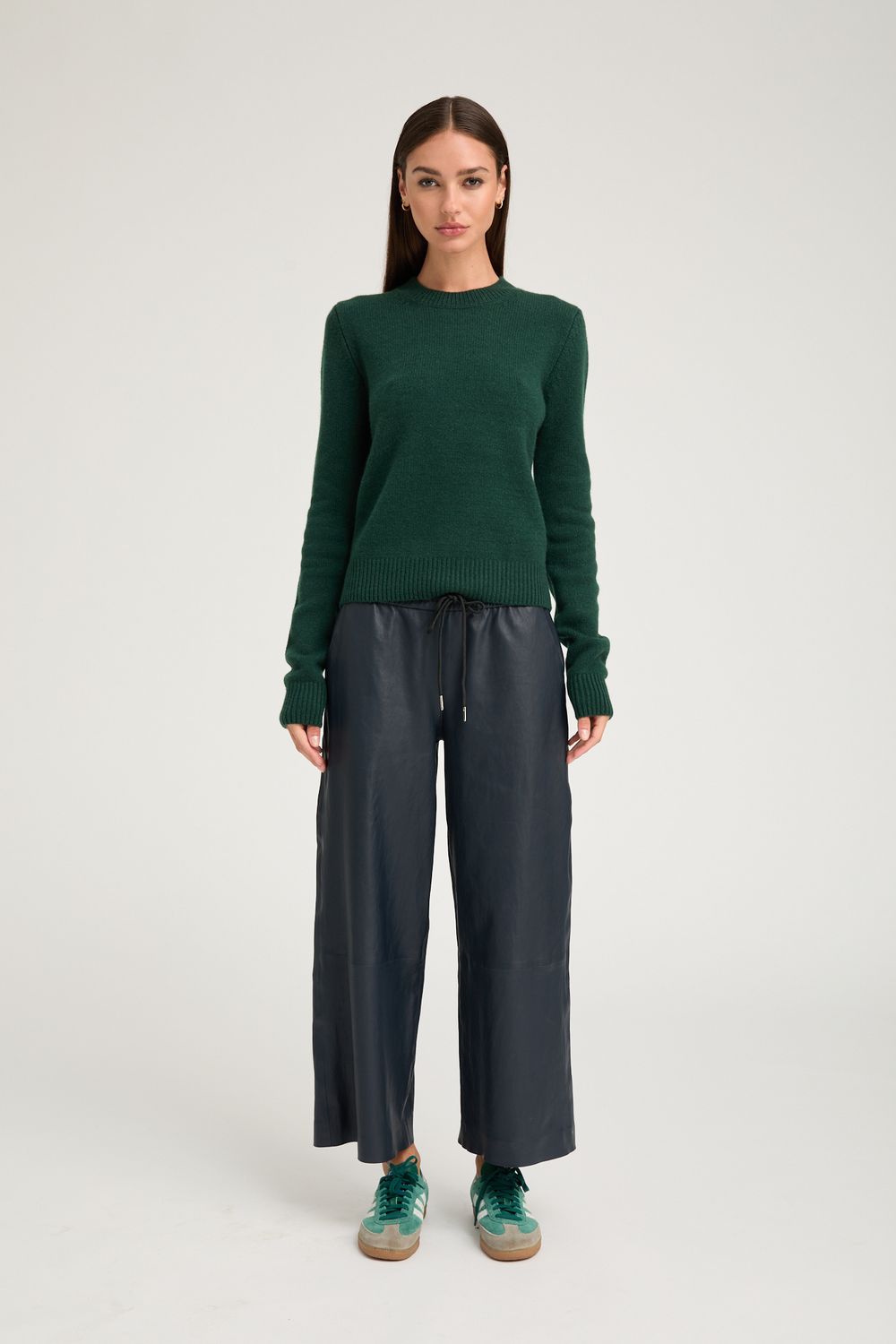 SPRWMN Cropped Baggy Leather Pant in Midnight, Color: MIDNIGHT, Size: XS