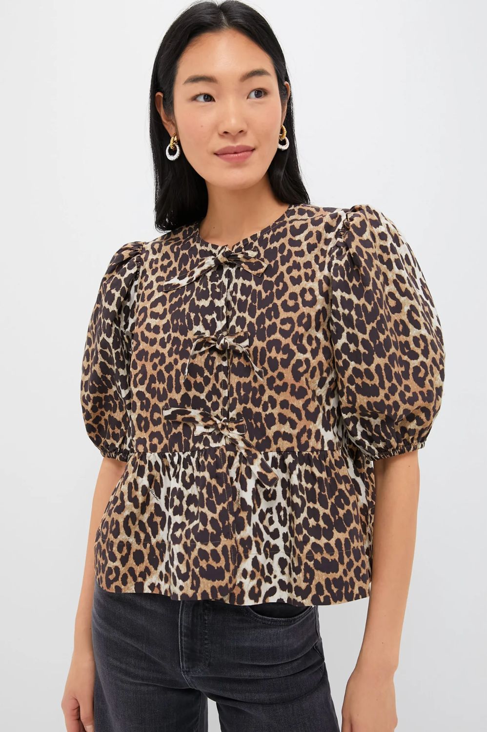 GANNI Peplum Leopard Blouse