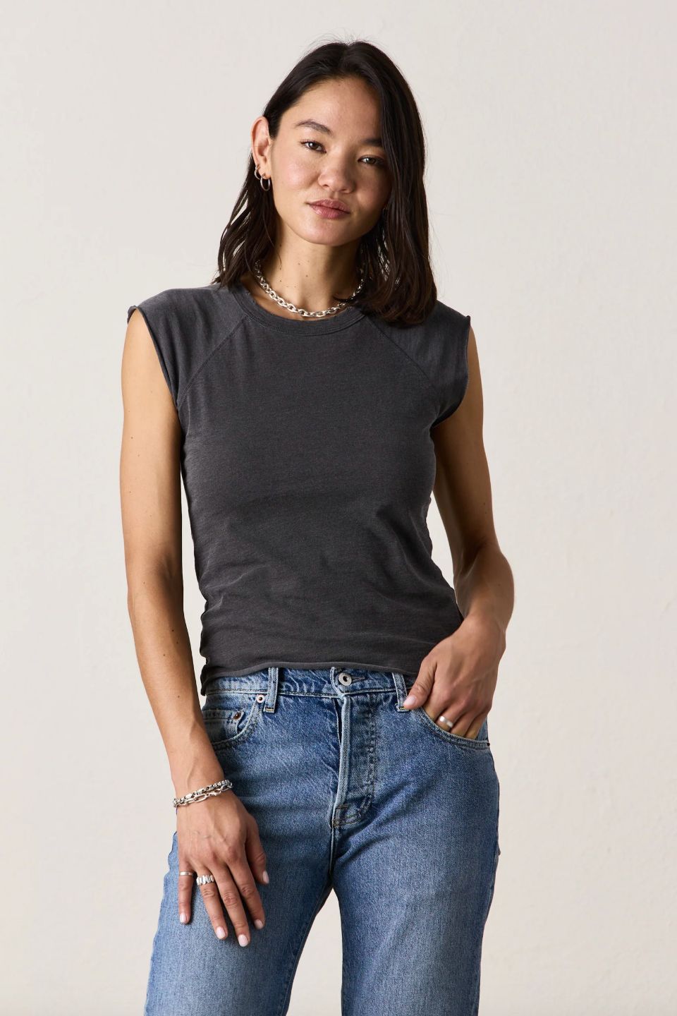 NSF Chloe Cotton Tee, Color: Faded Black, Size: S