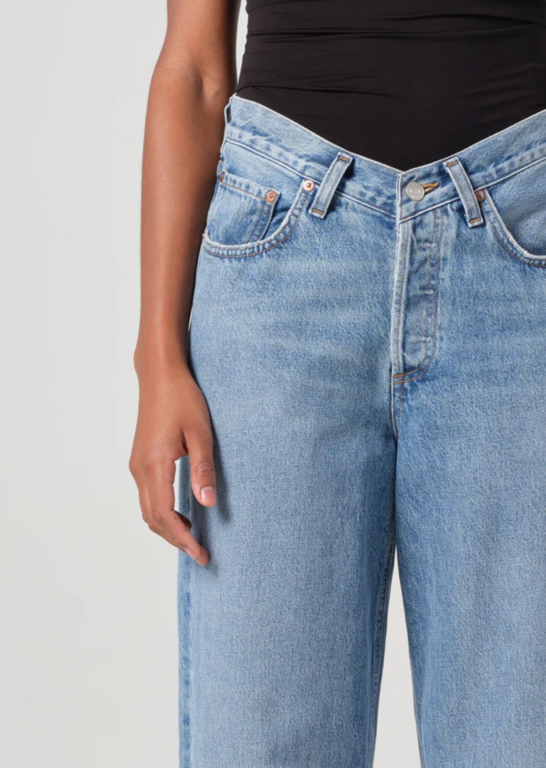 AGolde V-Waist Baggy Jean in Fairway