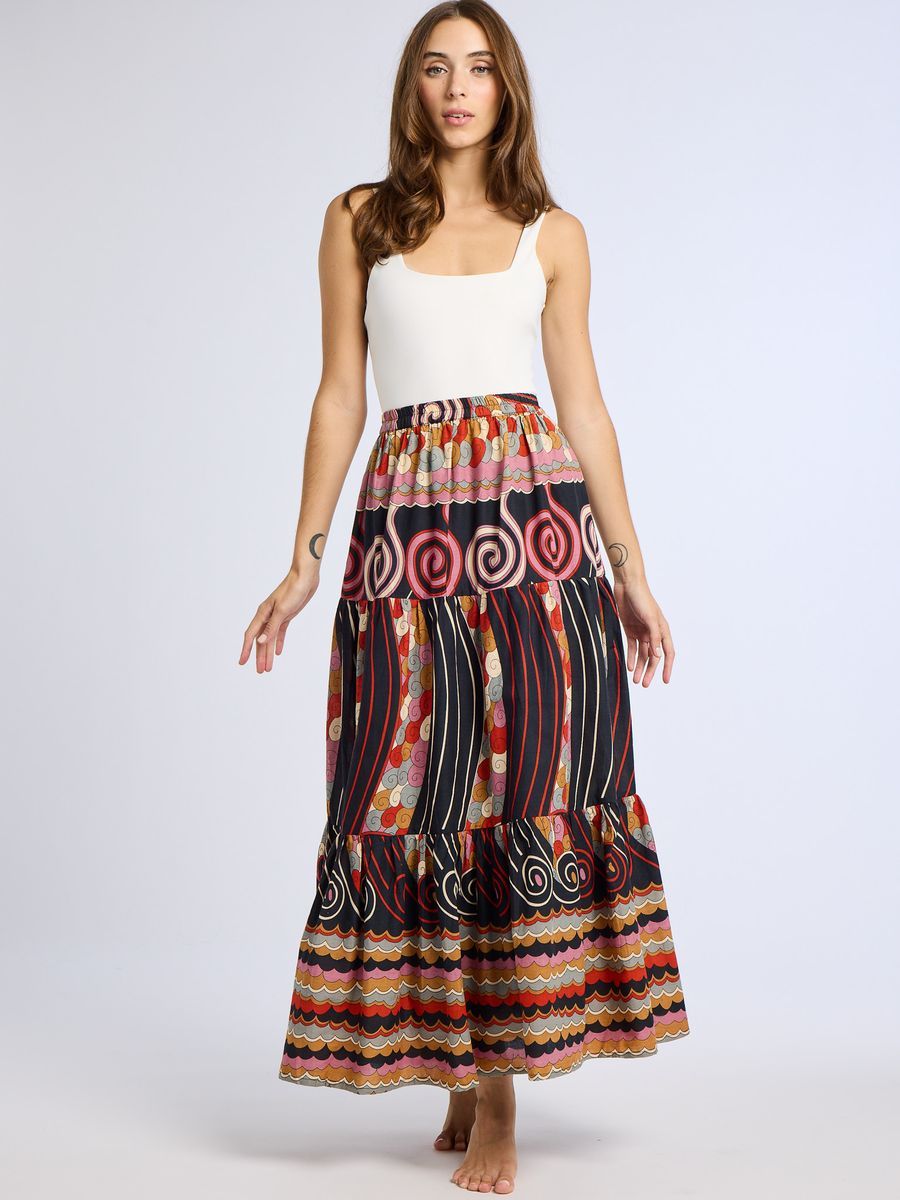 Mille Paola Skirt in Maar Tribal Print