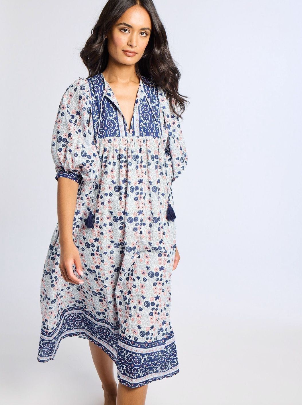 Mille Saffron Dress in Navy Floral