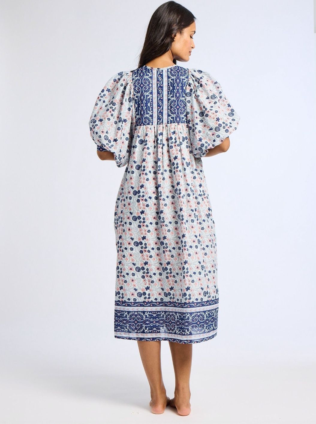 Mille Saffron Dress in Navy Floral
