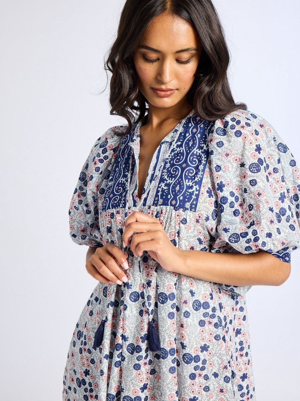 Mille Saffron Dress in Navy Floral