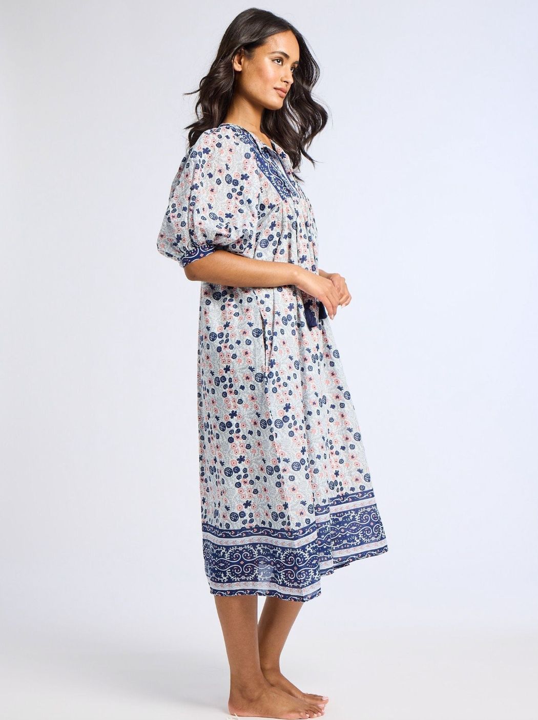 Mille Saffron Dress in Navy Floral