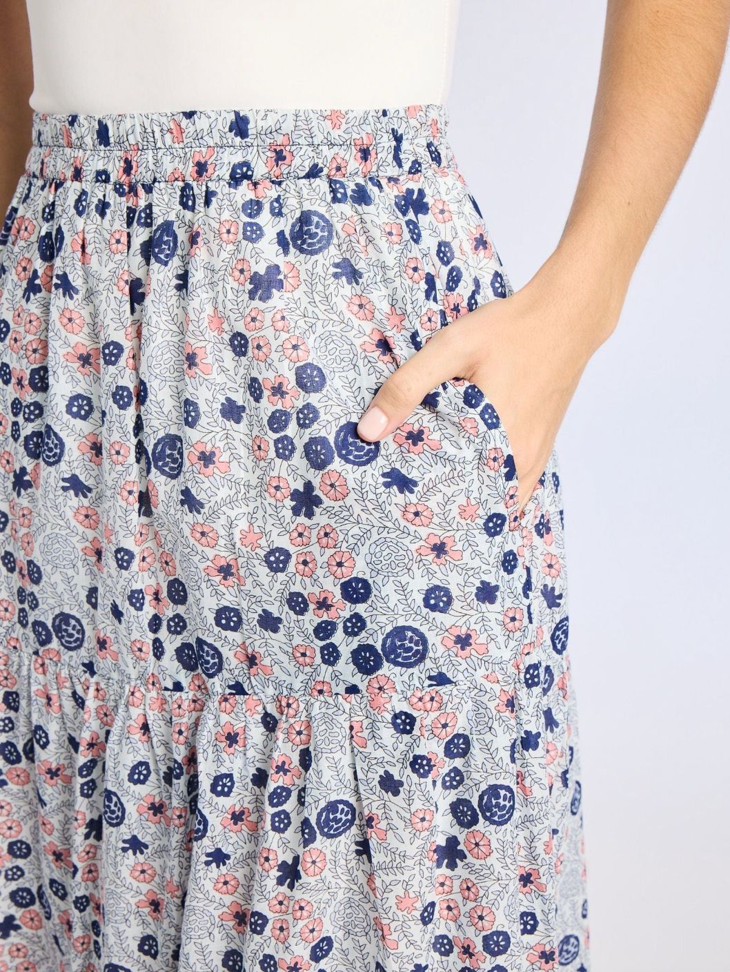 Mille Paola Skirt in Navy Floral