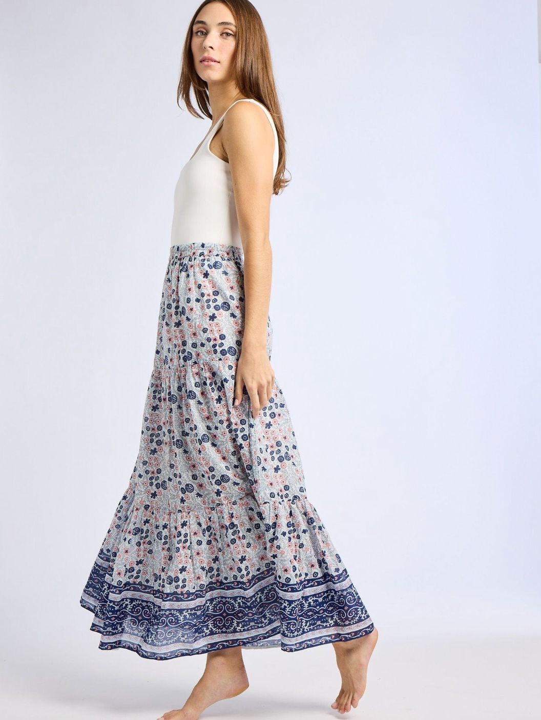 Mille Paola Skirt in Navy Floral