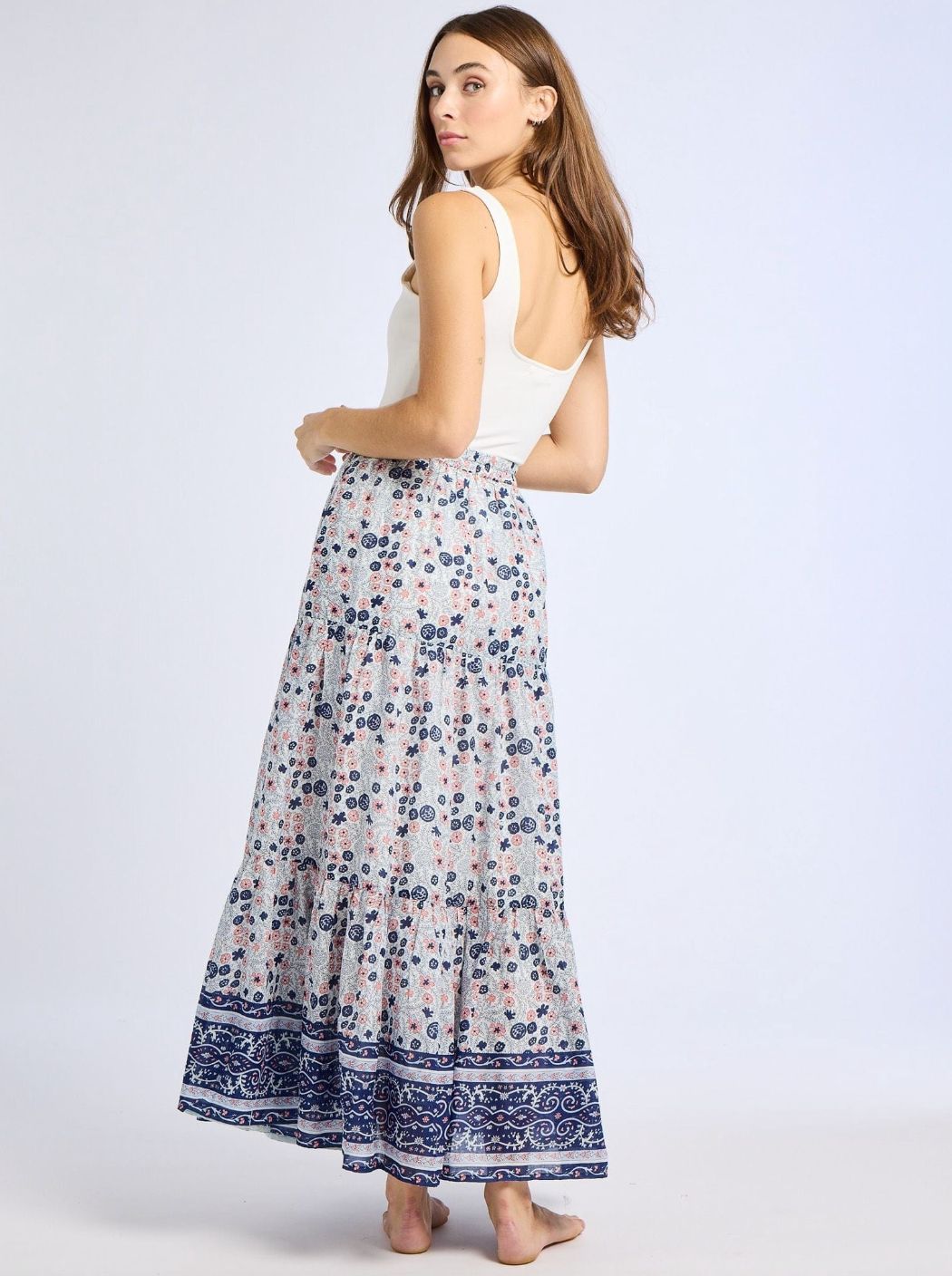 Mille Paola Skirt in Navy Floral