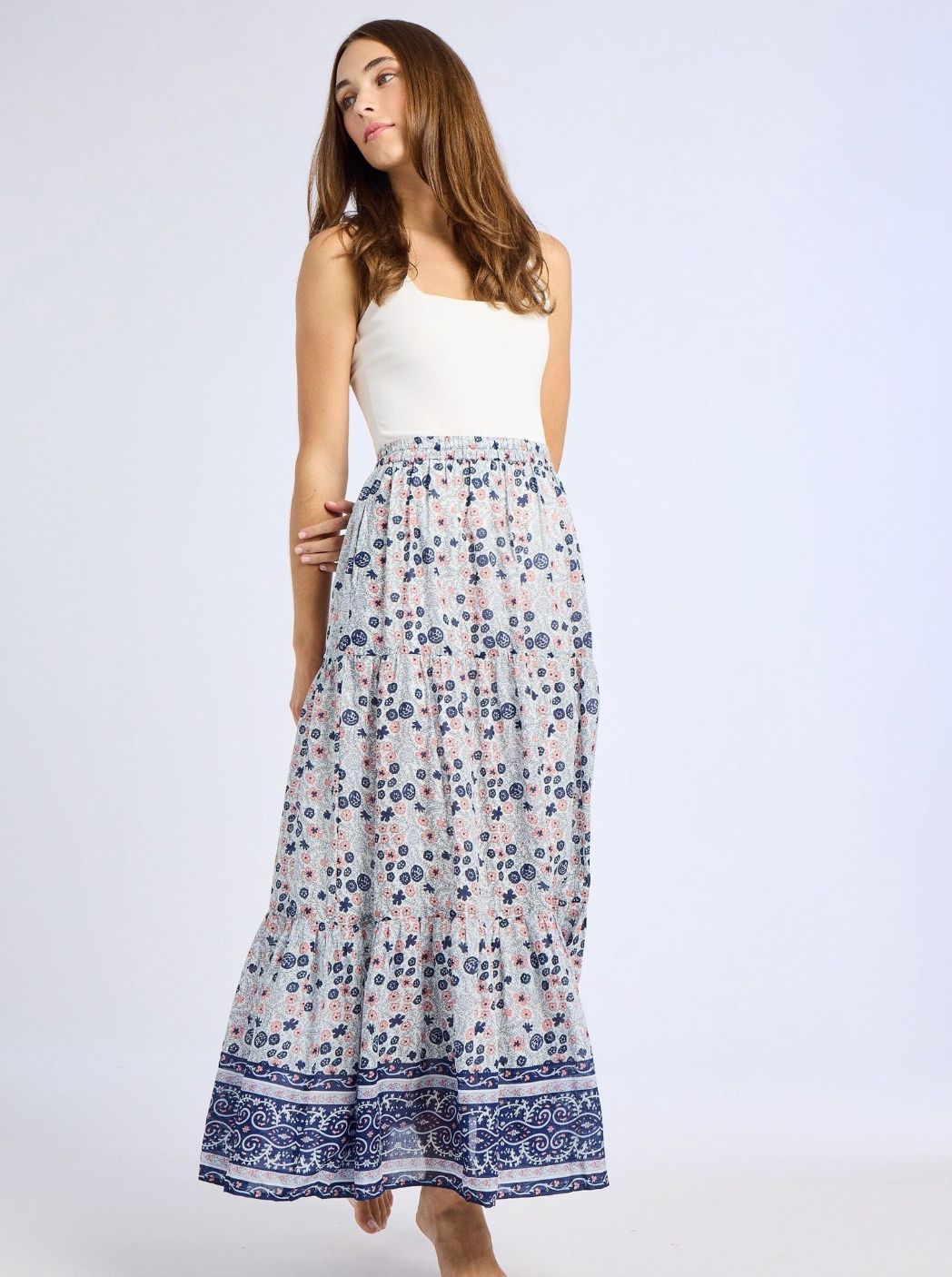 Mille Paola Skirt in Navy Floral