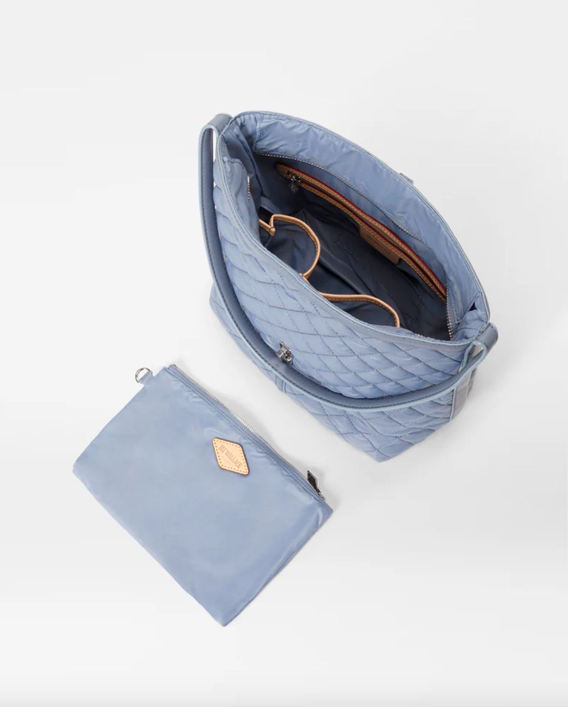 MZ Wallace Small Astor Hobo Bag in Stone Blue