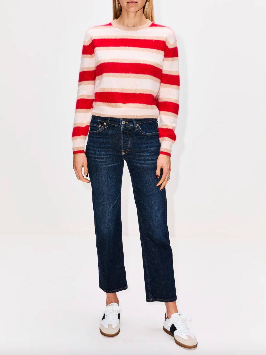 Re/Done Crop Slim Straight Jean in Barely Worn