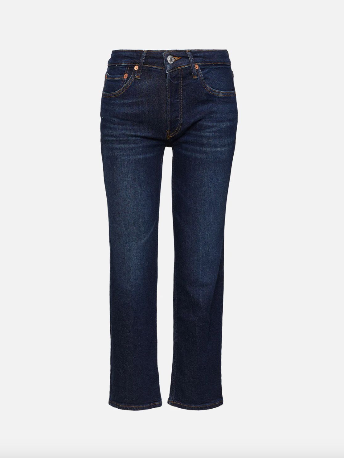Re/Done Crop Slim Straight Jean in Barely Worn