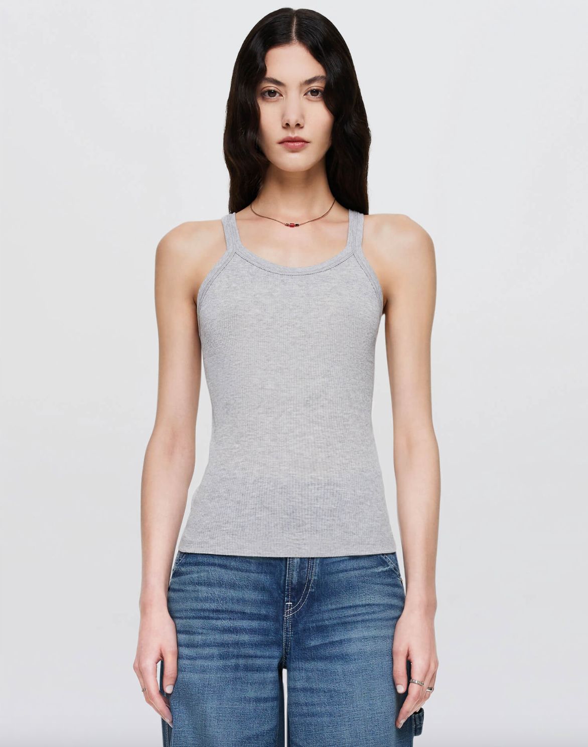 RE/Done Ribbed Tank In Heather Grey
