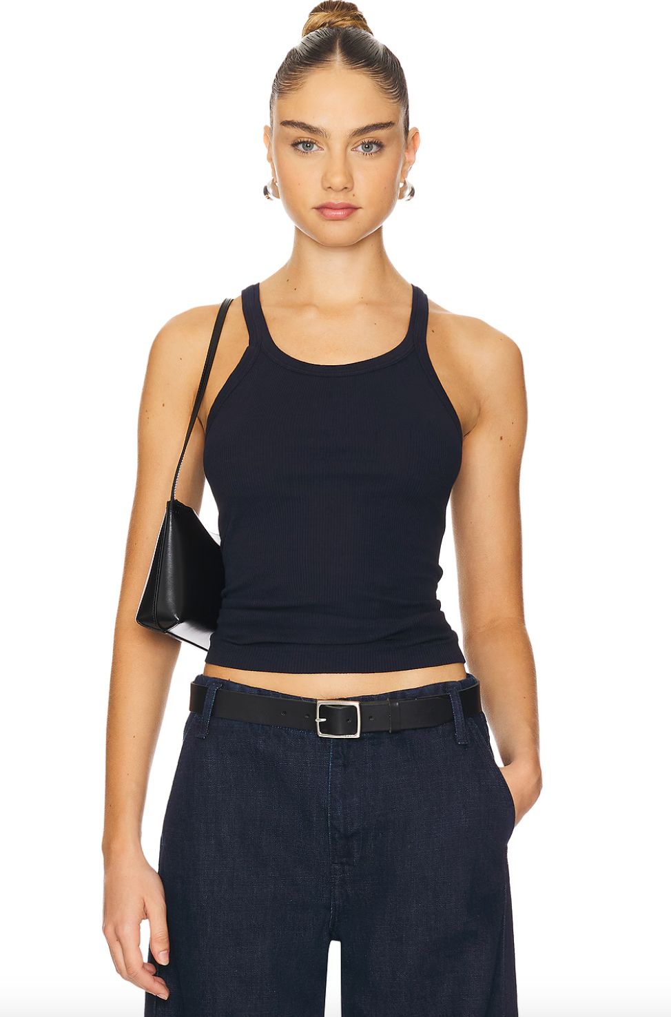 Re/Done Ribbed Tank In Navy