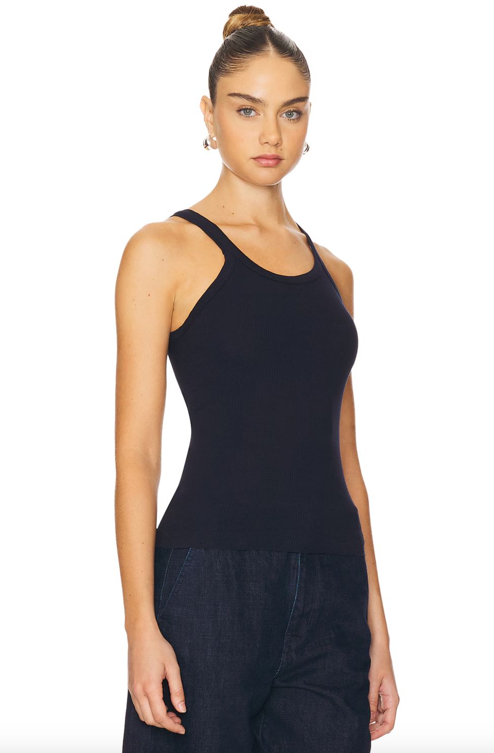 Re/Done Ribbed Tank In Navy