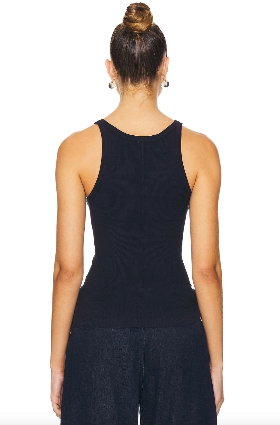 Re/Done Ribbed Tank In Navy