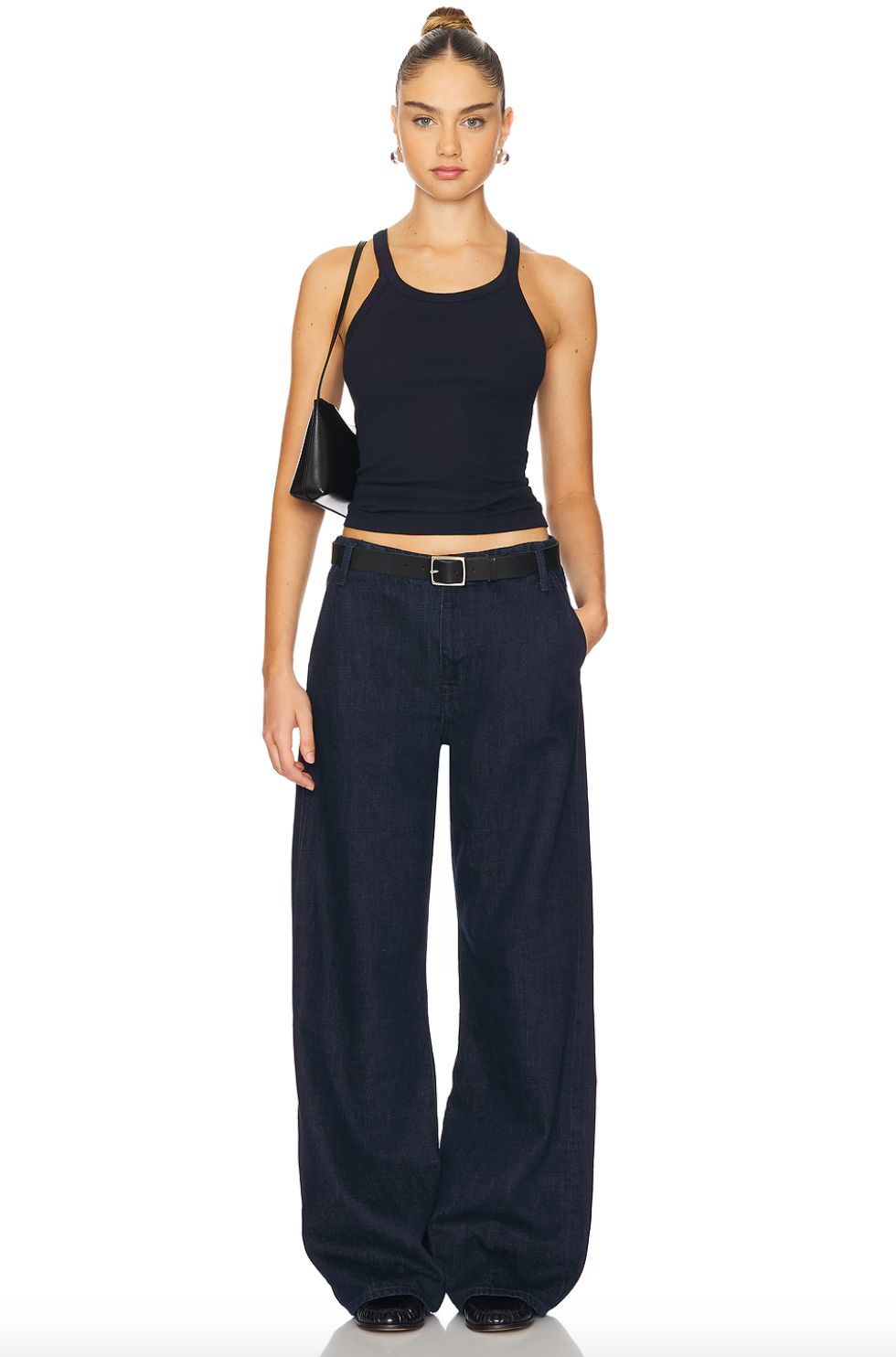 Re/Done Ribbed Tank In Navy