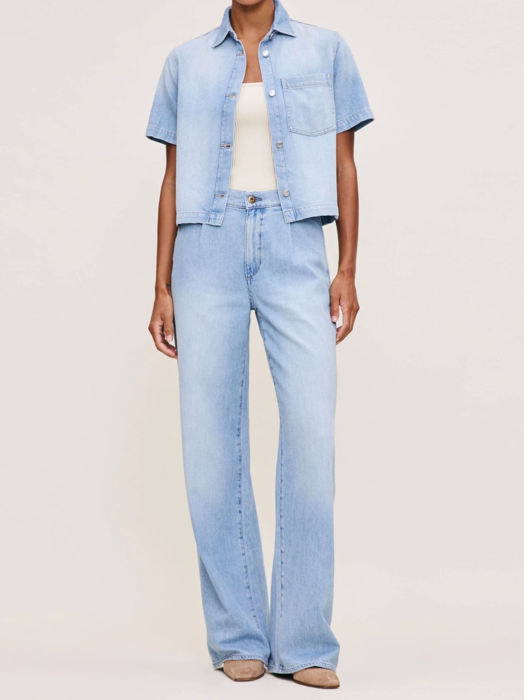 DL1961 Isabel Wide Leg Mid Rise Jean in Beachfront