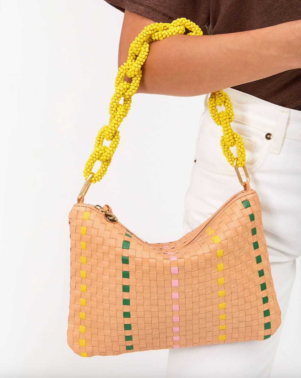 Clare V Flat Clutch in Bisque Weave