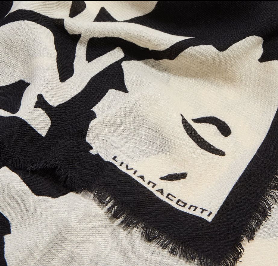 Liviana Conti Black/Ivory Floral Scarf