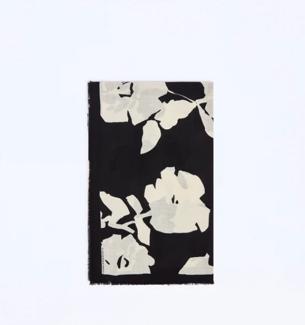 Liviana Conti Black/Ivory Floral Scarf