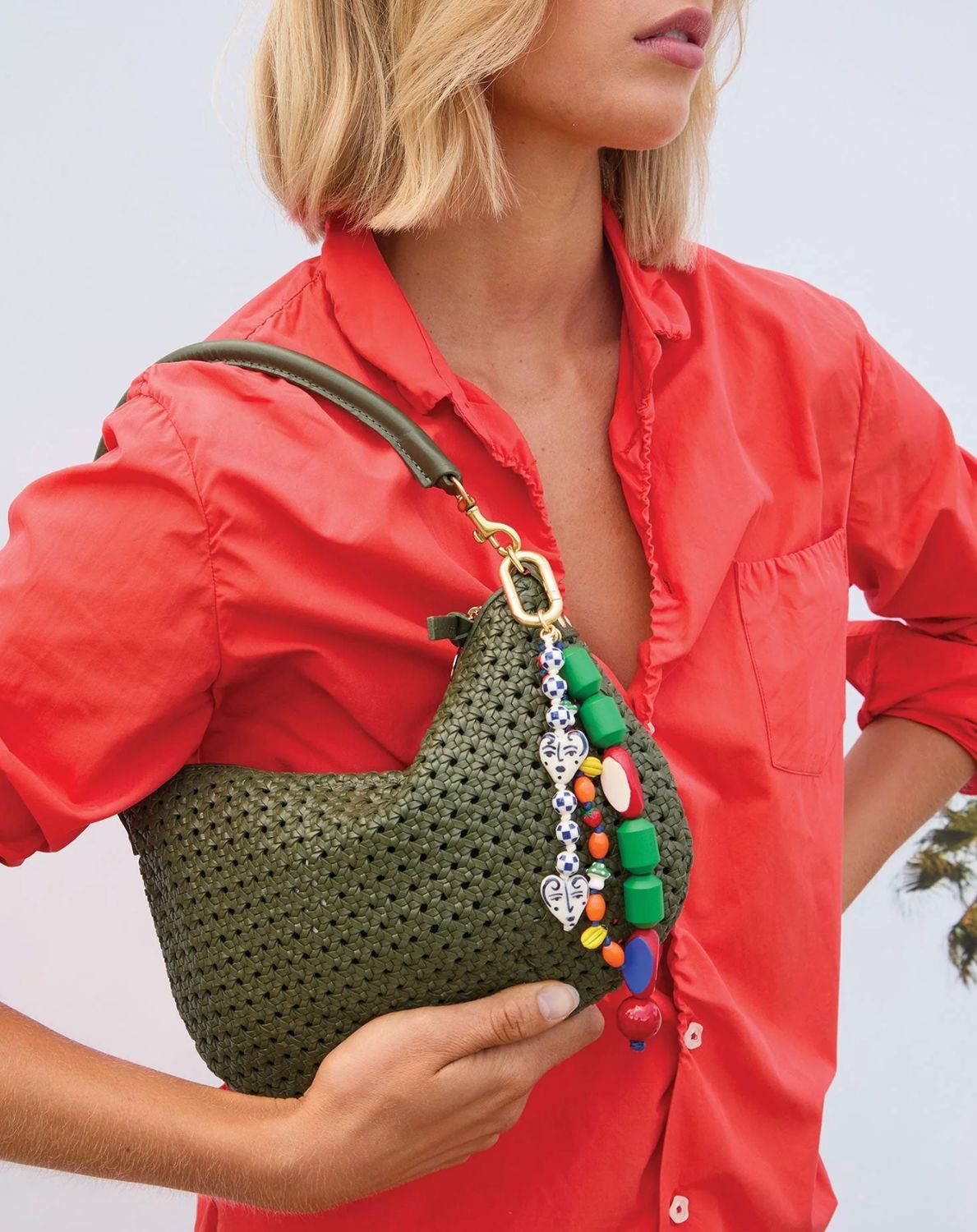 Clare V Petite Moyen Army Rattan