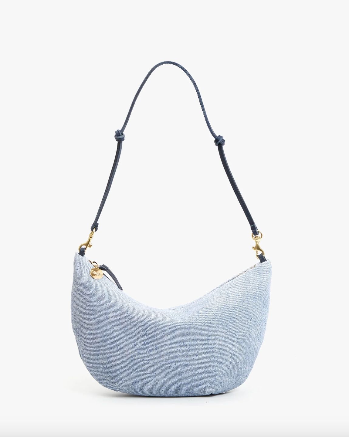 Clare V Lune Bag in Light Blue Denim Suede
