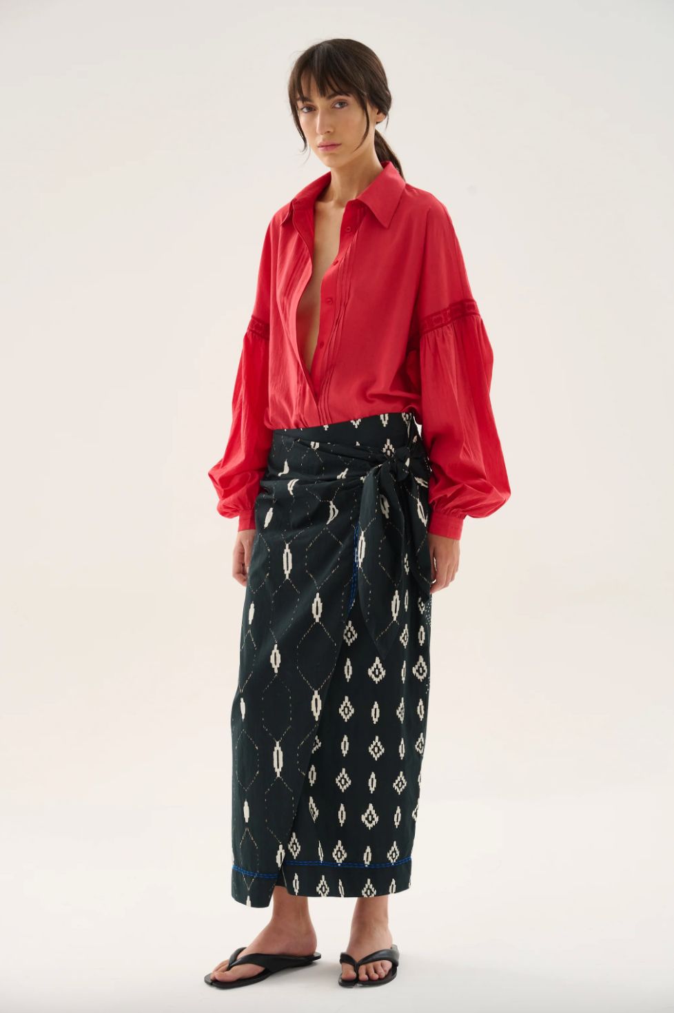 Maria Cher Torcuato Midi Wrap Skirt