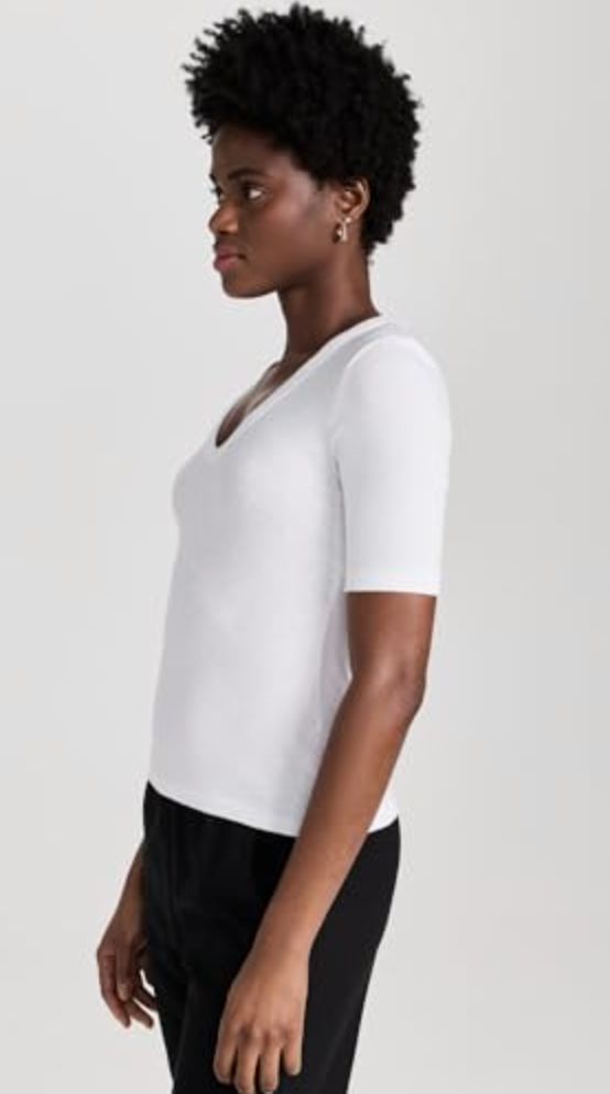 Enza Costa Textured Rib Half Sleeve Tee
