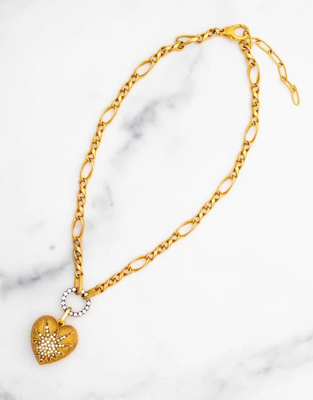 Elizabeth Cole Heart Of Tefiti Necklace in Gold/Crystal