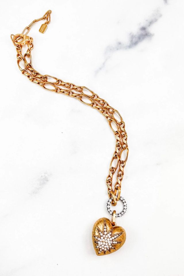Elizabeth Cole Heart Of Tefiti Necklace in Gold/Crystal