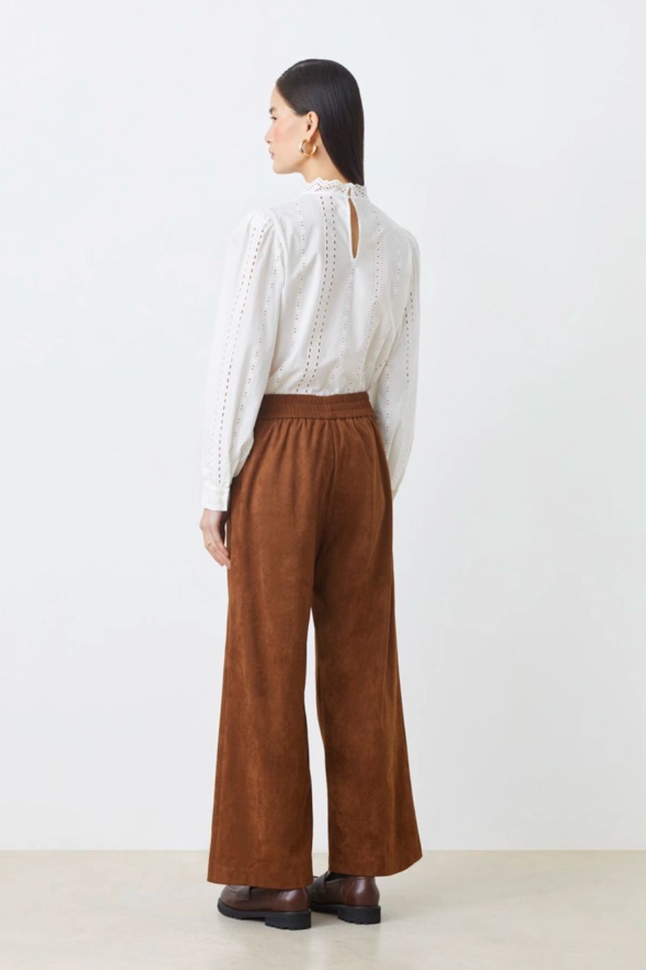 Suncoo Johan Faux-Suede Wide Leg Pants
