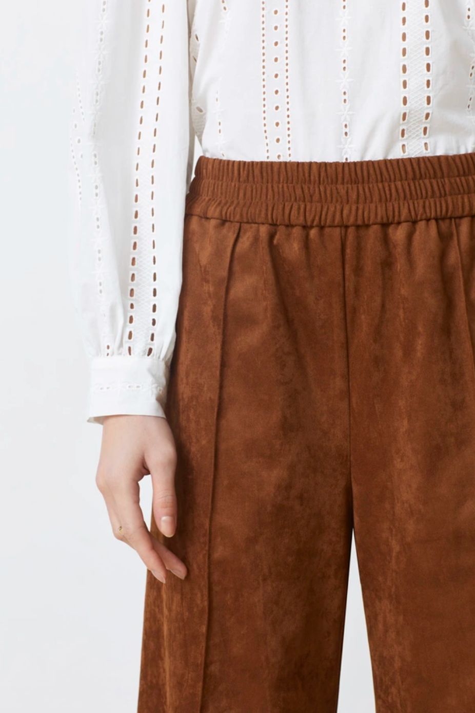 Suncoo Johan Faux-Suede Wide Leg Pants