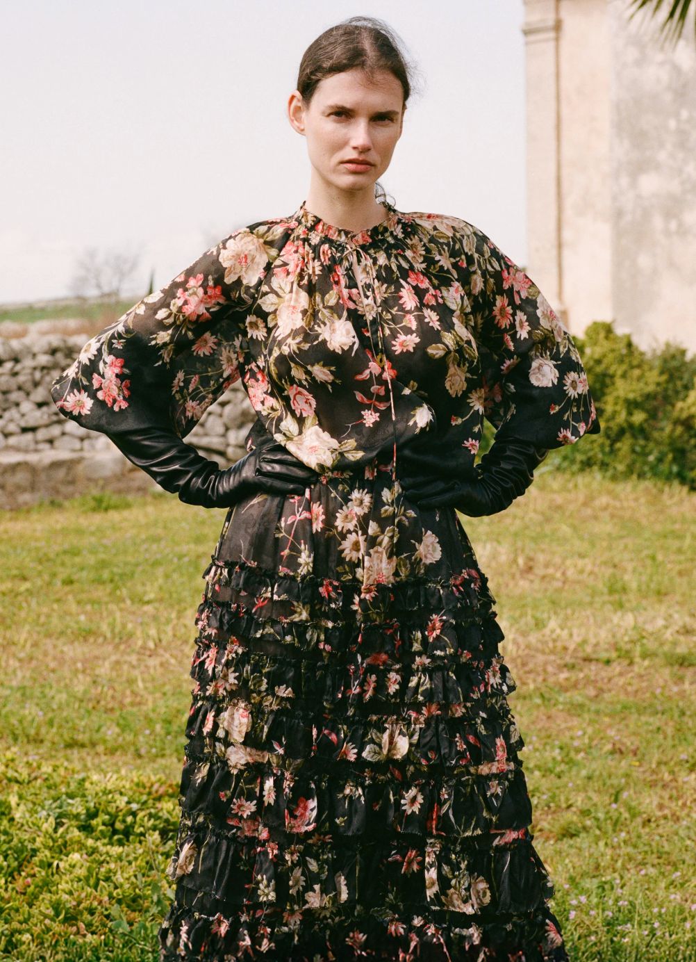 Sea-NY Jolie Print Long Sleeve Blouse