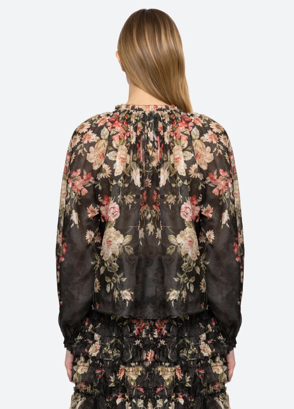 Sea-NY Jolie Print Long Sleeve Blouse
