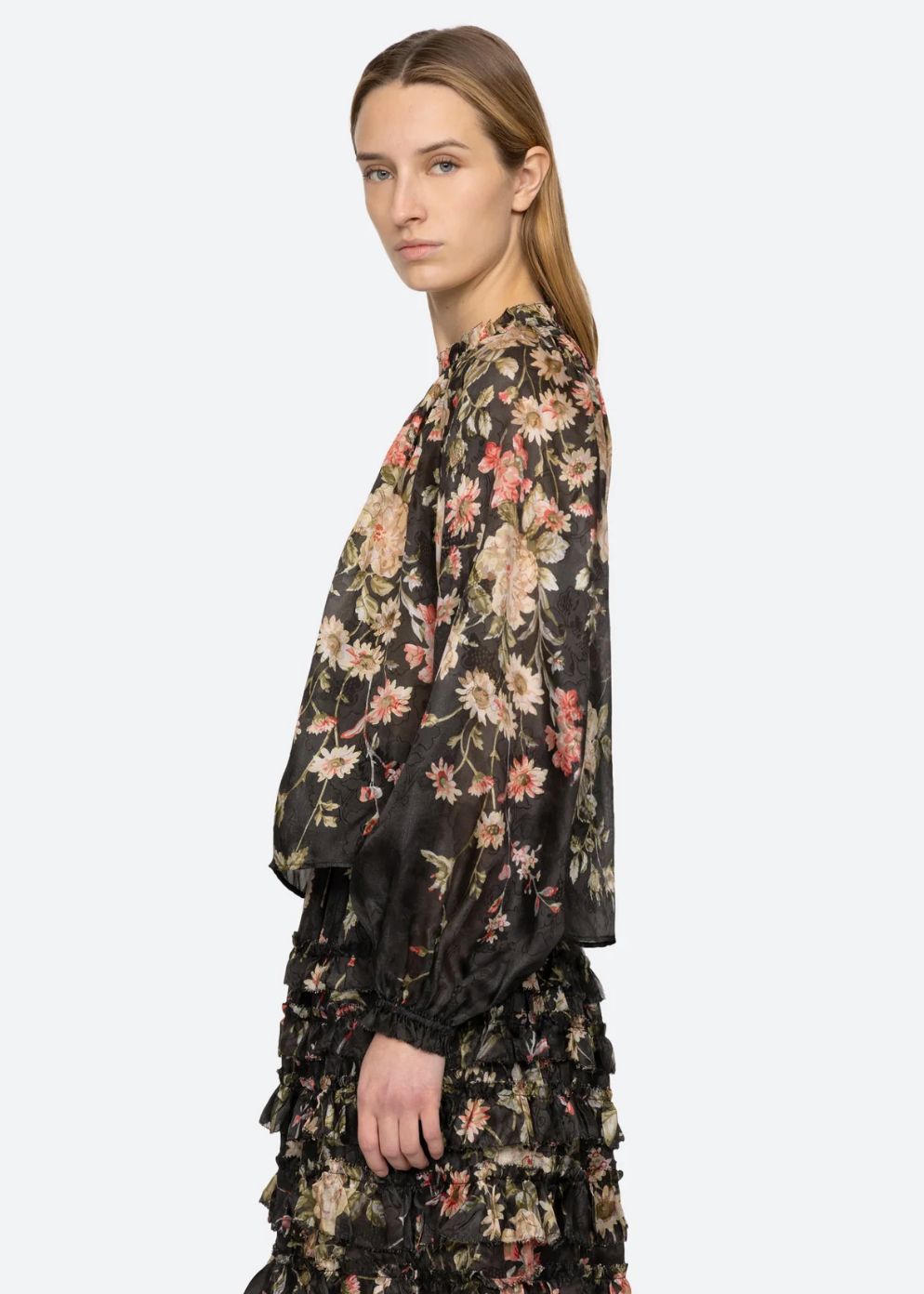 Sea-NY Jolie Print Long Sleeve Blouse