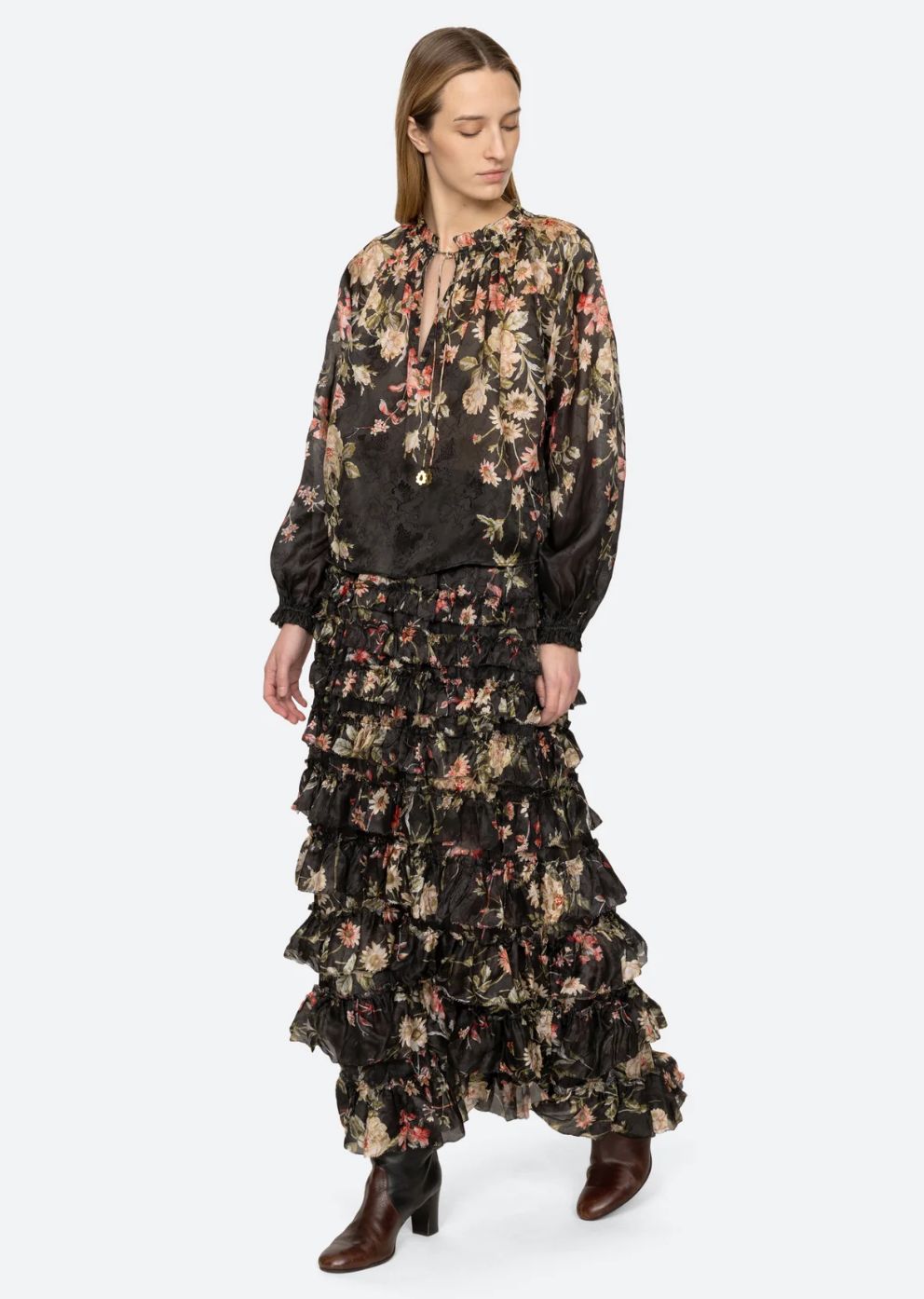 Sea-NY Jolie Print Long Sleeve Blouse
