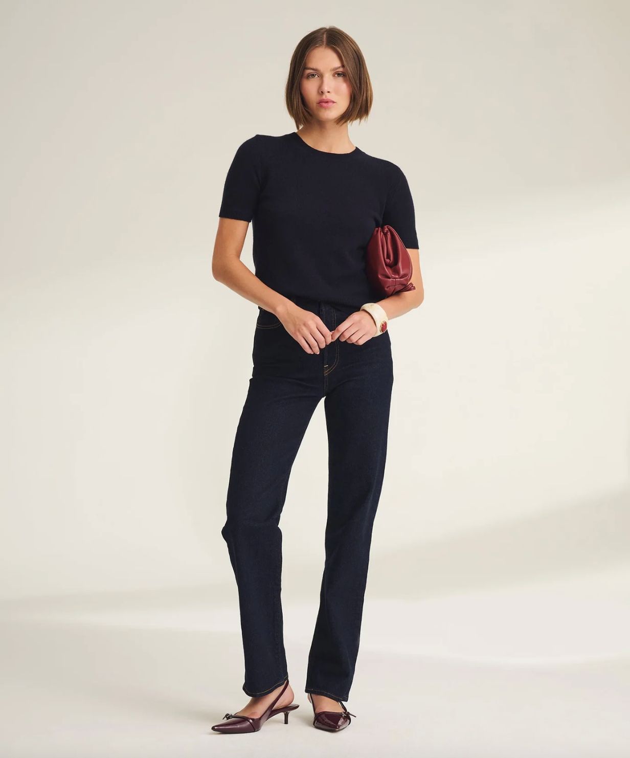 Naadam Short Sleeve Cashmere Pullover.