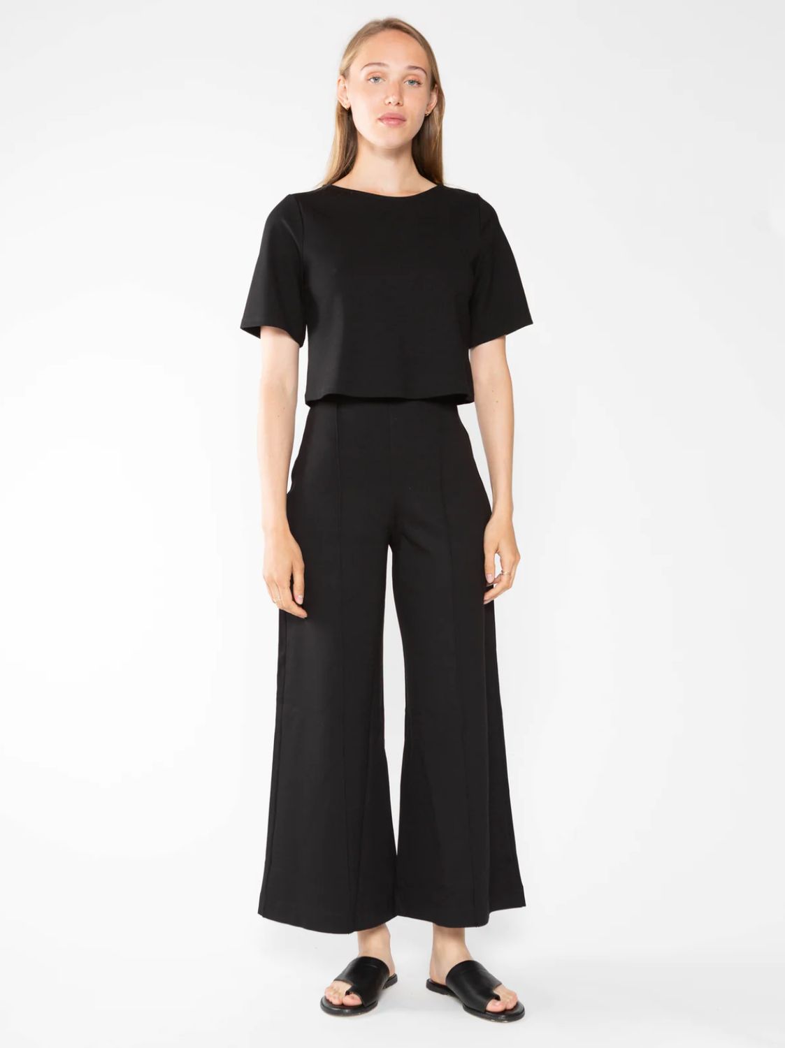 Ripley Rader Ponte Knit Wide Leg Crop Pant Ripley Rader Ponte Knit Wide Leg Crop Pant, Color: Black, Size: 1