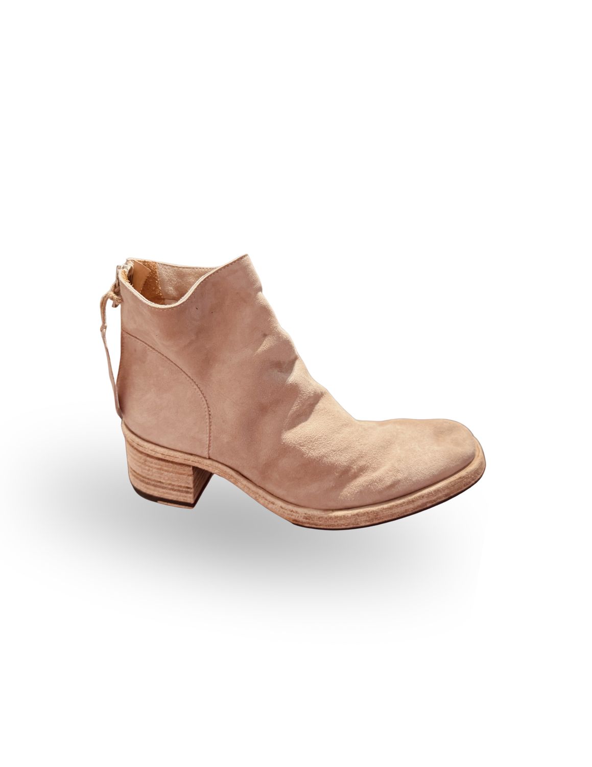 Shoto Low Suede Bootie in Beige