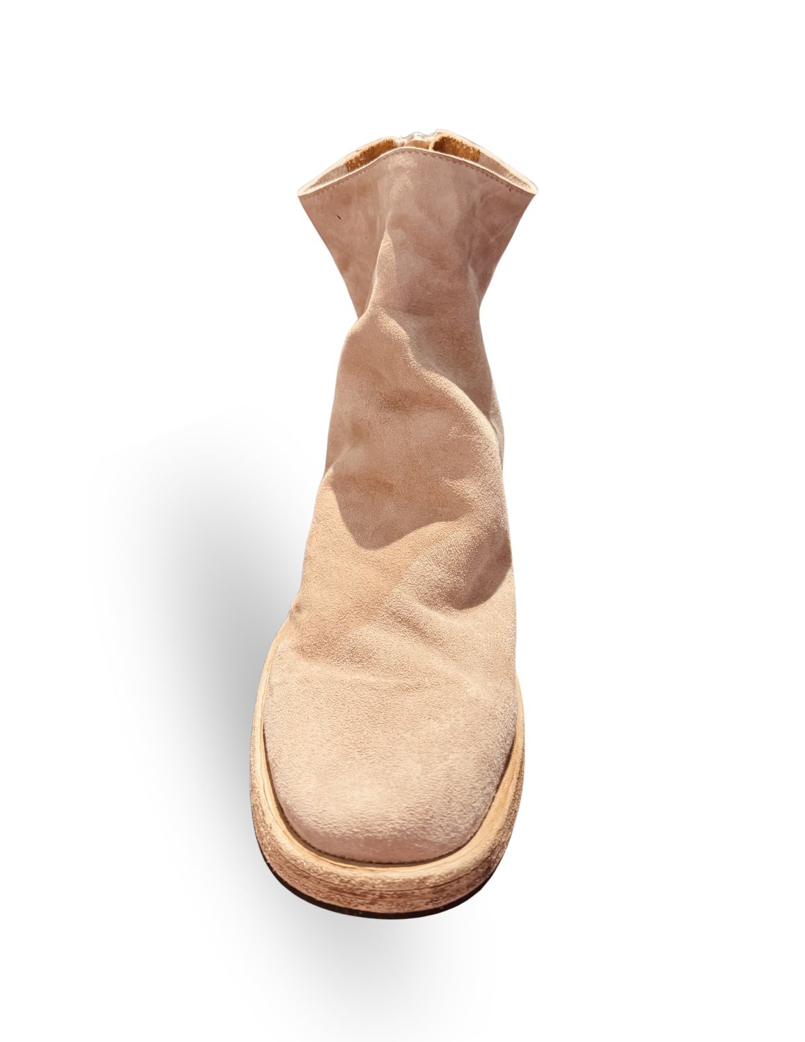 Shoto Low Suede Bootie in Beige