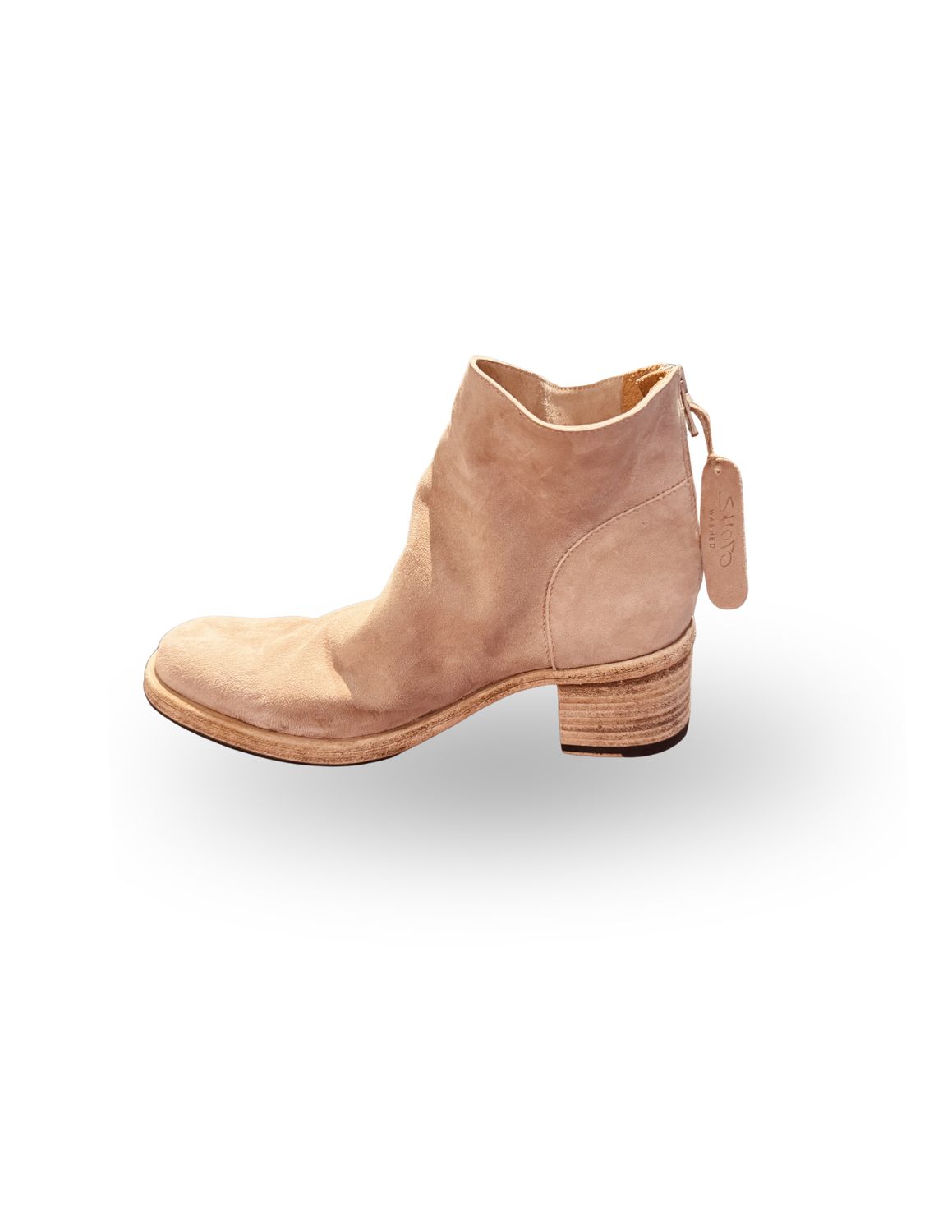 Shoto Low Suede Bootie in Beige