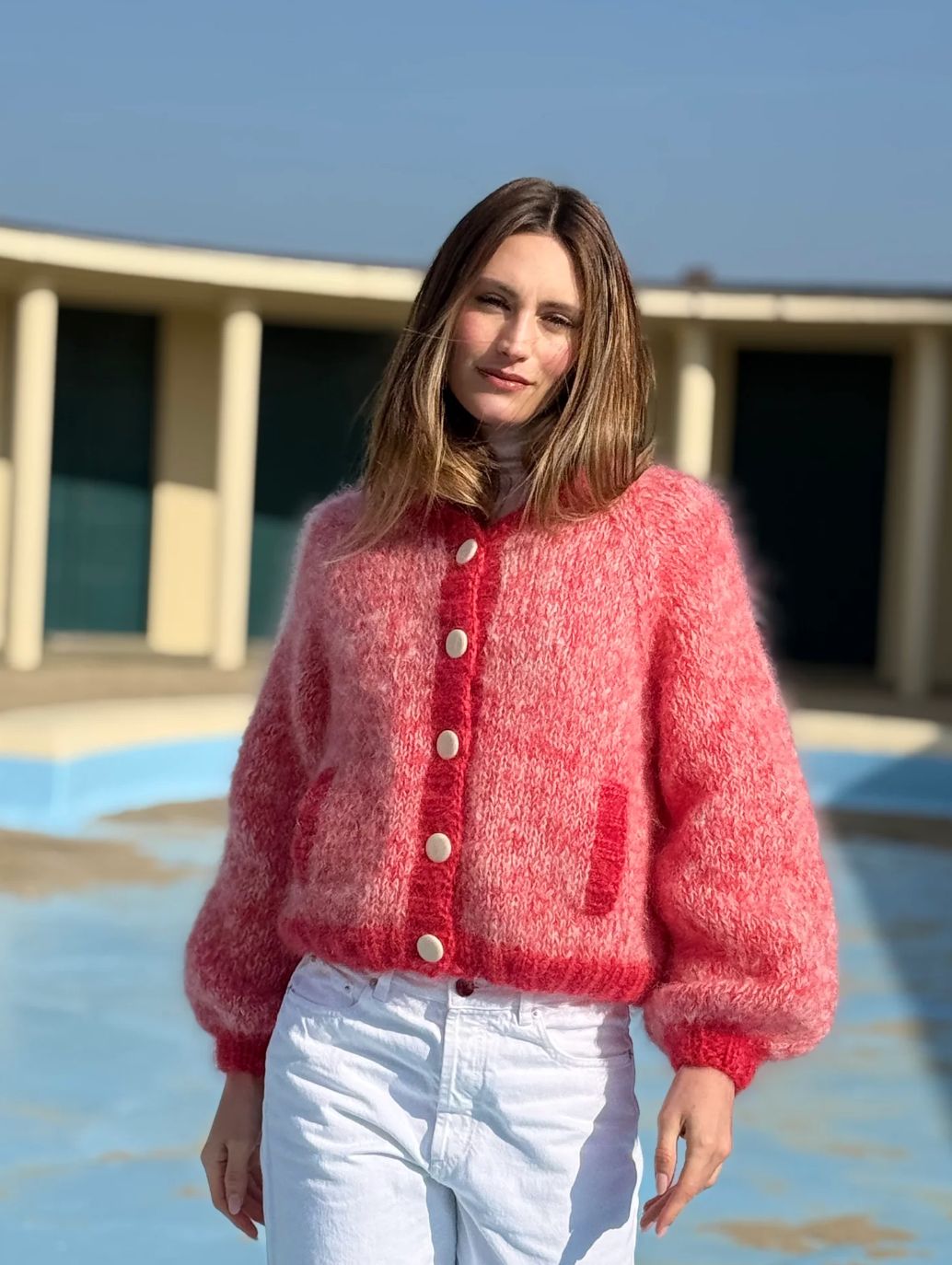 Rose Carmine Bomber Sweater