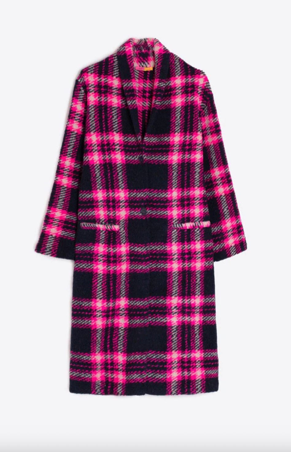 Vilagallo Claudia Pink and Navy Plaid Coat