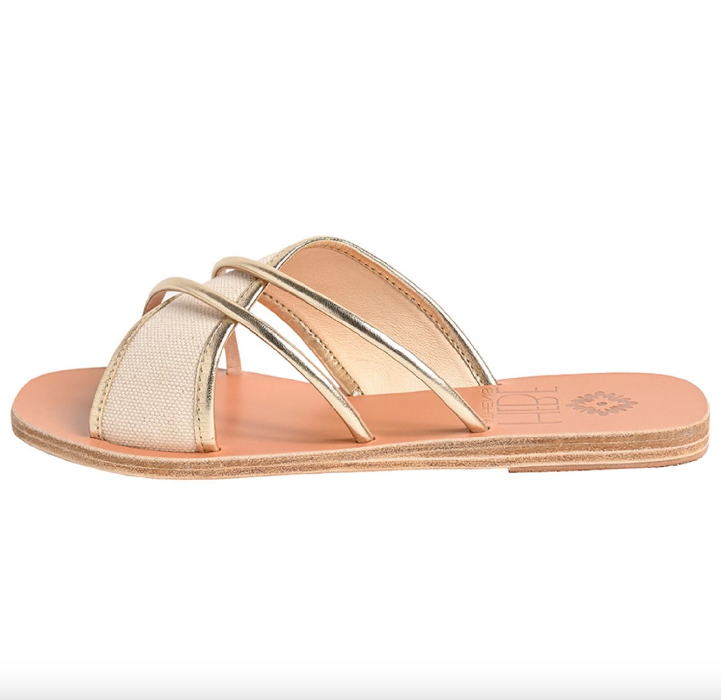 Hebe Kore Leather and Canvas Slides