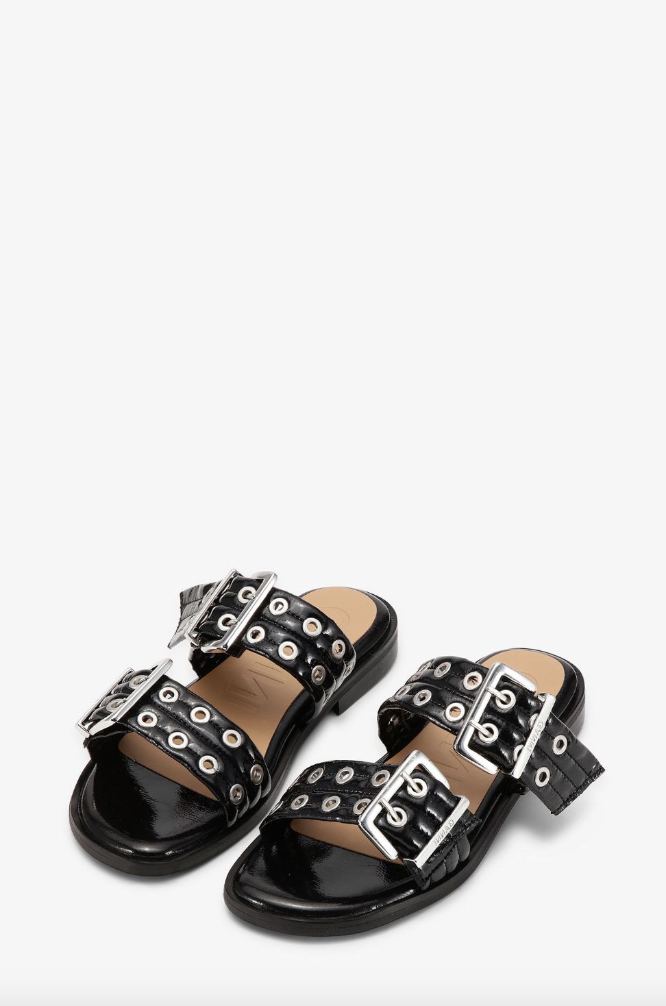 Ganni Patent Two Strap Slide