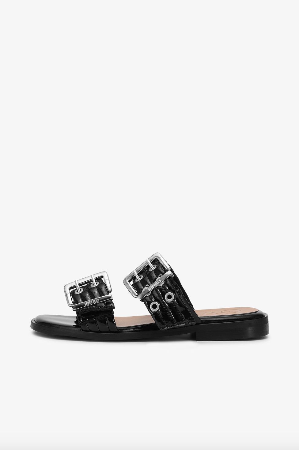 Ganni Patent Two Strap Slide