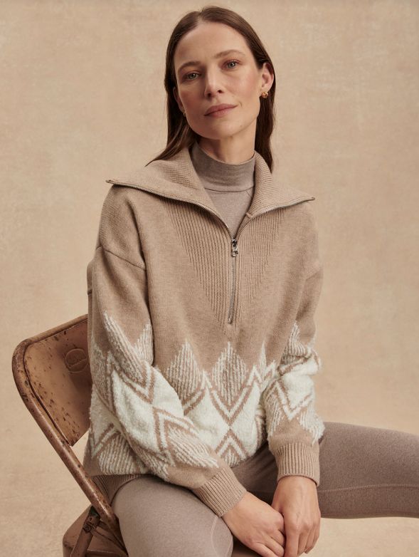 Varley Betty Jacquard Half Zip Knit