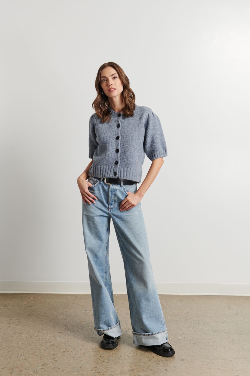 LINE Coco Short Sleeve Cardigan, Color: Oxford Evening, Size: XS